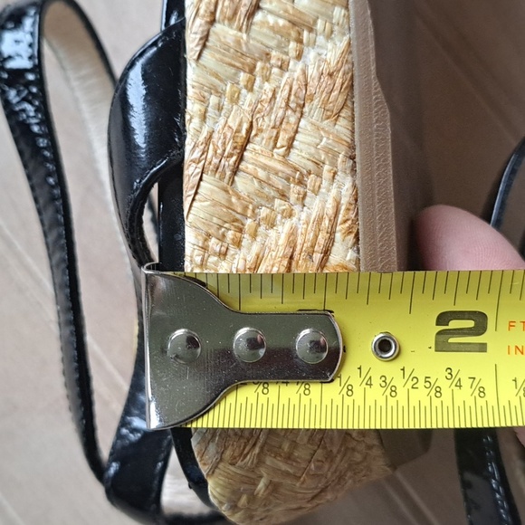 PRADA Black Patent Leather Espadrille Designer Platform Classy Strap Sandals - Picture 12 of 12